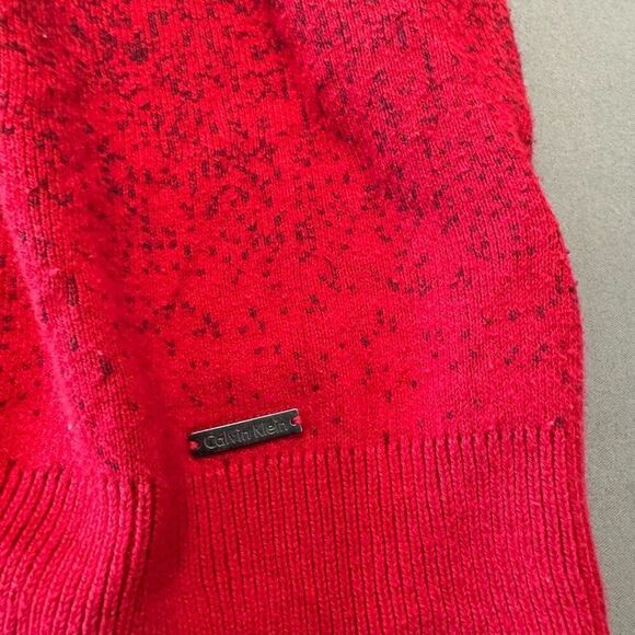Calvin Klein Red Men’s Knit Sweater Splatter Style Size Large Cotton Blend - Picture 5 of 15